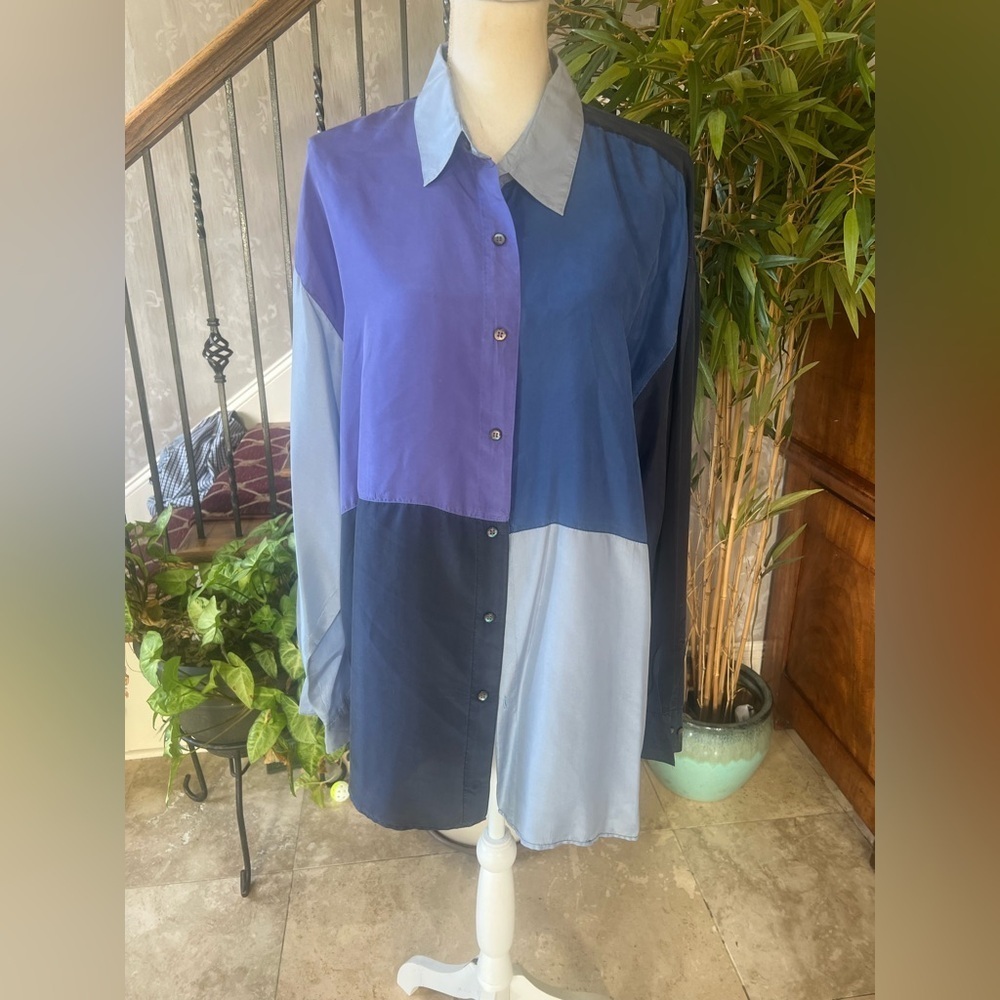 XINNO men’s color, Block 100% silk longsleeve dress shirt excellent condition - Picture 7 of 14